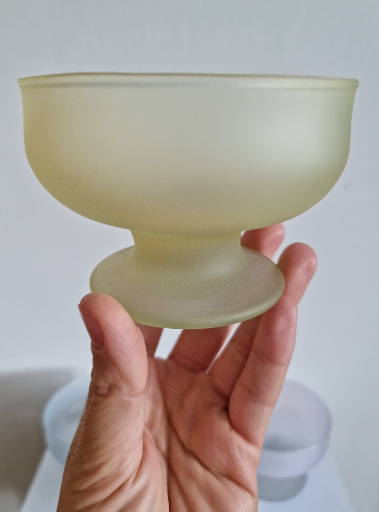 Retro Dema Coloured Frosted Glass Dessert Bowls, Set Of 4 Footed Sundae Glasses