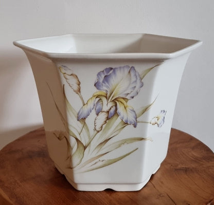 Royal Norfolk "Purple Iris" Staffordshire England Hexagonal Planter