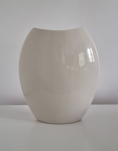 Vintage Ivory Ceramic Vase With Floral Details