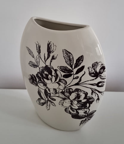 Vintage Ivory Ceramic Vase With Floral Details