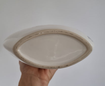 Vintage Ivory Ceramic Vase With Floral Details