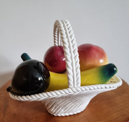 Vintage Hecho A Mano Woven Lattice Ceramic Fruit Basket