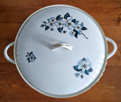 Mid Century Epiag Czechoslovakia Serving Dish, Lidded Porcelain Tureen, Vintage Vegetable Dish In Floral Design