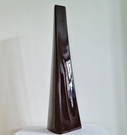 Retro Tall Brown Twisted Ceramic Vase