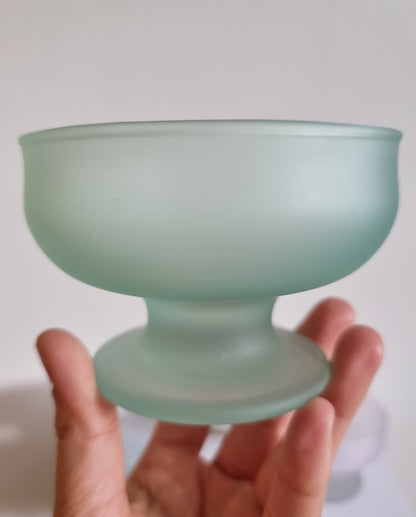 Retro Dema Coloured Frosted Glass Dessert Bowls, Set Of 4 Footed Sundae Glasses