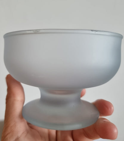 Retro Dema Coloured Frosted Glass Dessert Bowls, Set Of 4 Footed Sundae Glasses