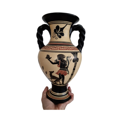 Vintage Large Hand Painted Greek Pottery Amphora Vase