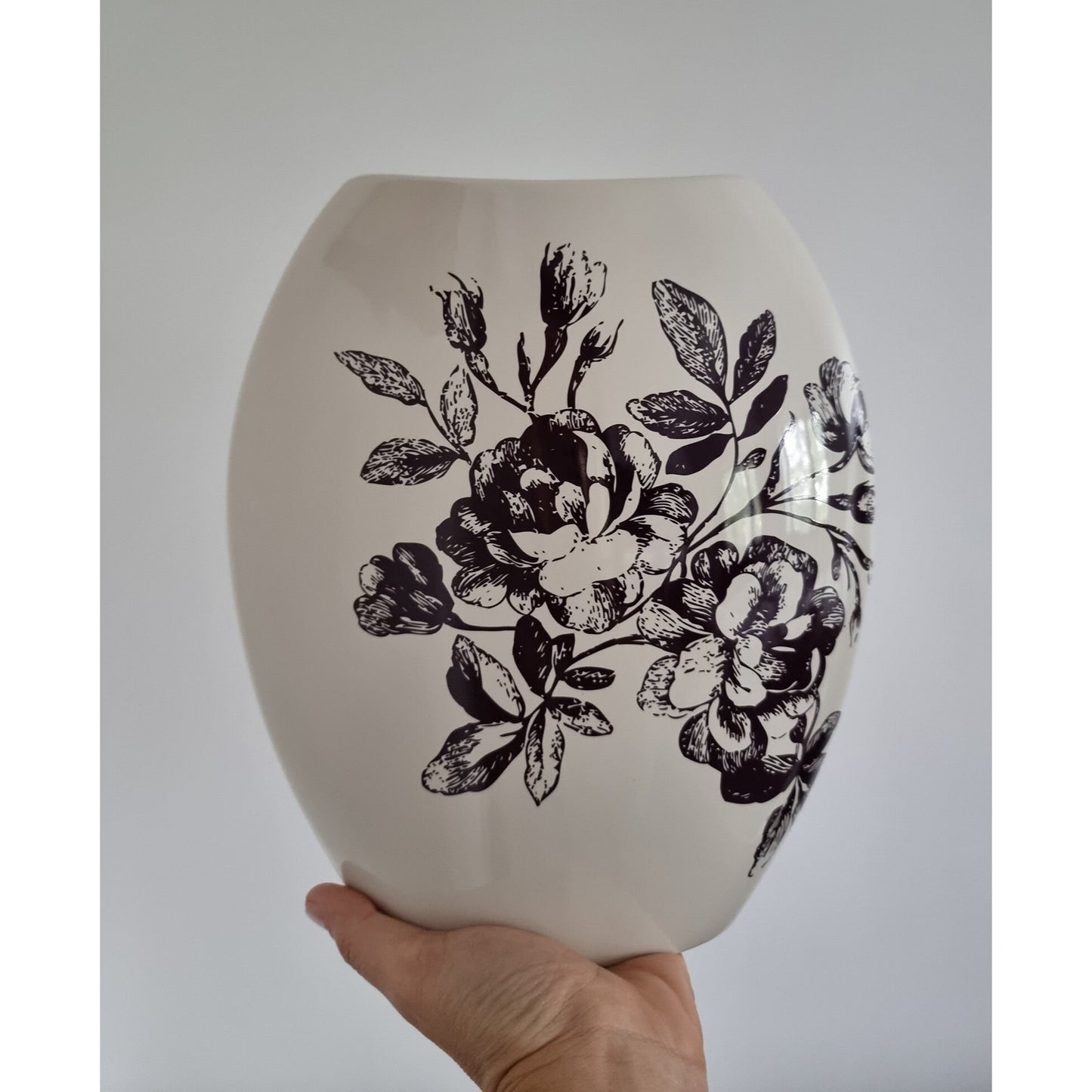 Vintage Ivory Ceramic Vase With Floral Details