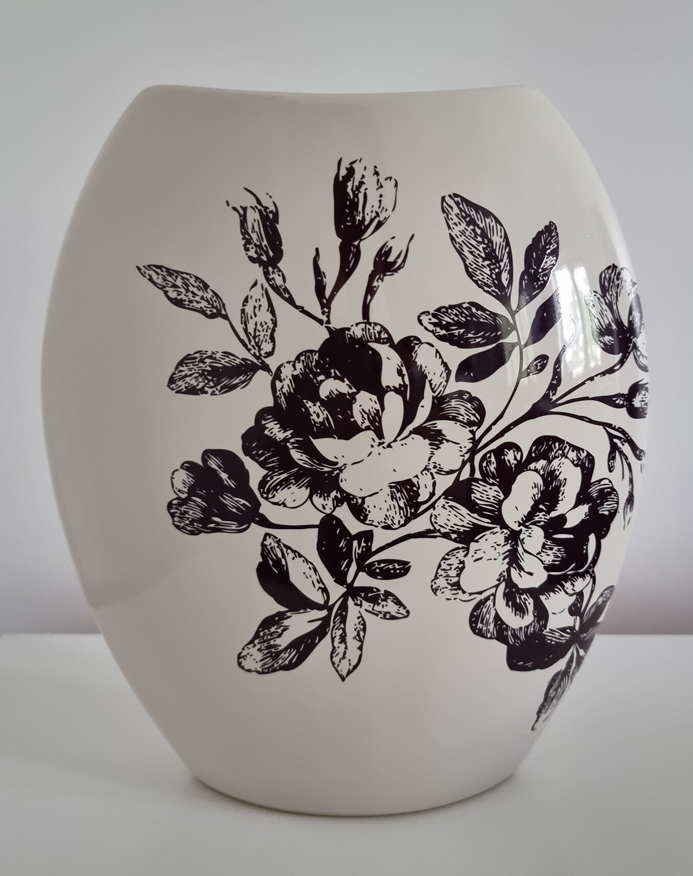 Vintage Ivory Ceramic Vase With Floral Details