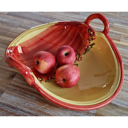 Beautiful Hand Painted Folded Ceramic Basket Bowl With Handles