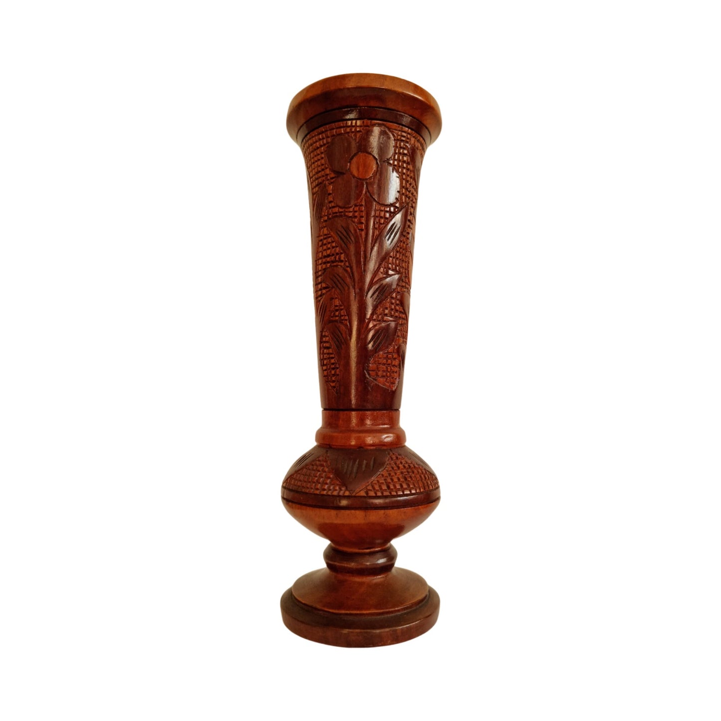 Vintage Retro Hand Carved Wooden Vase