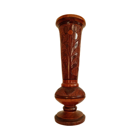 Vintage Retro Hand Carved Wooden Vase