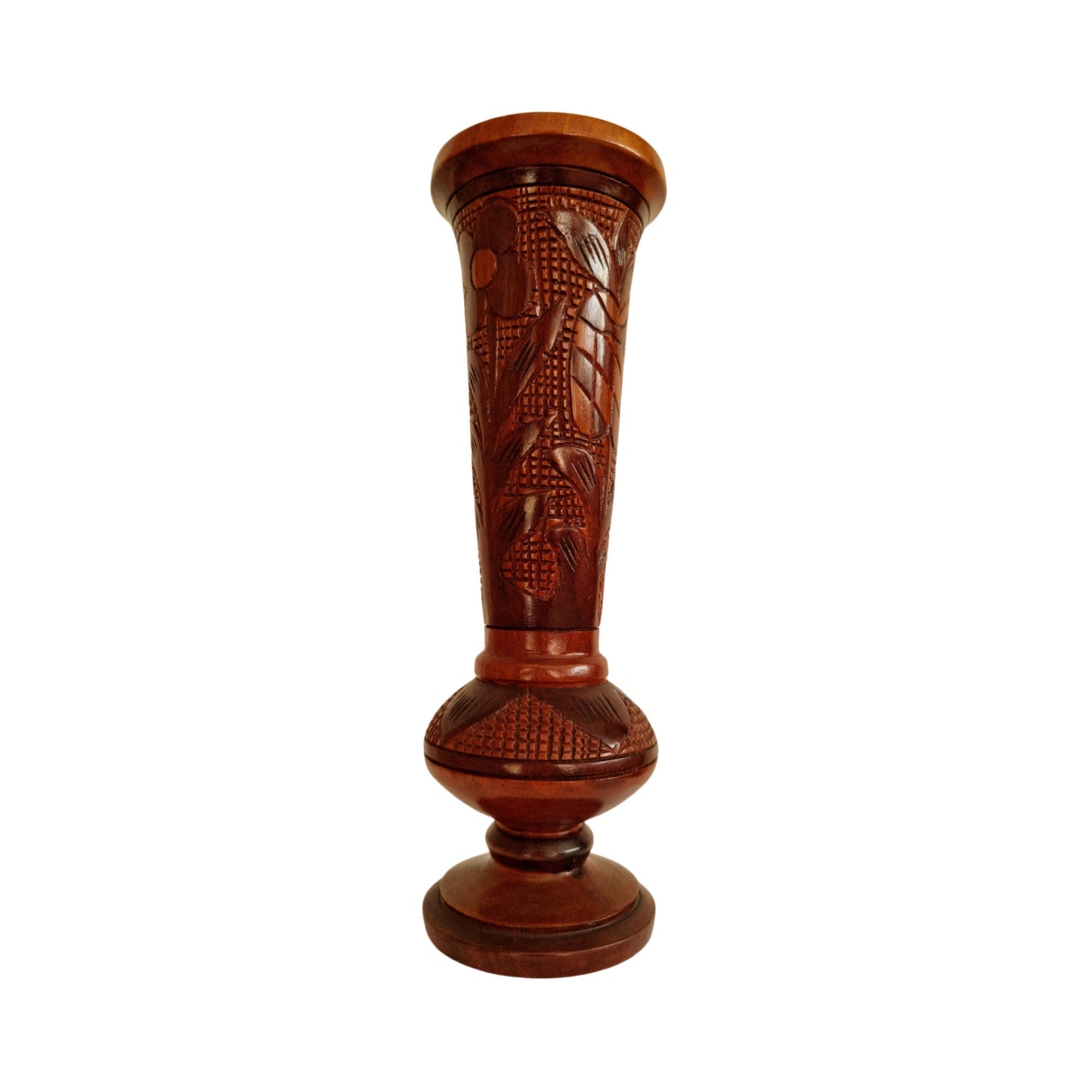 Vintage Retro Hand Carved Wooden Vase