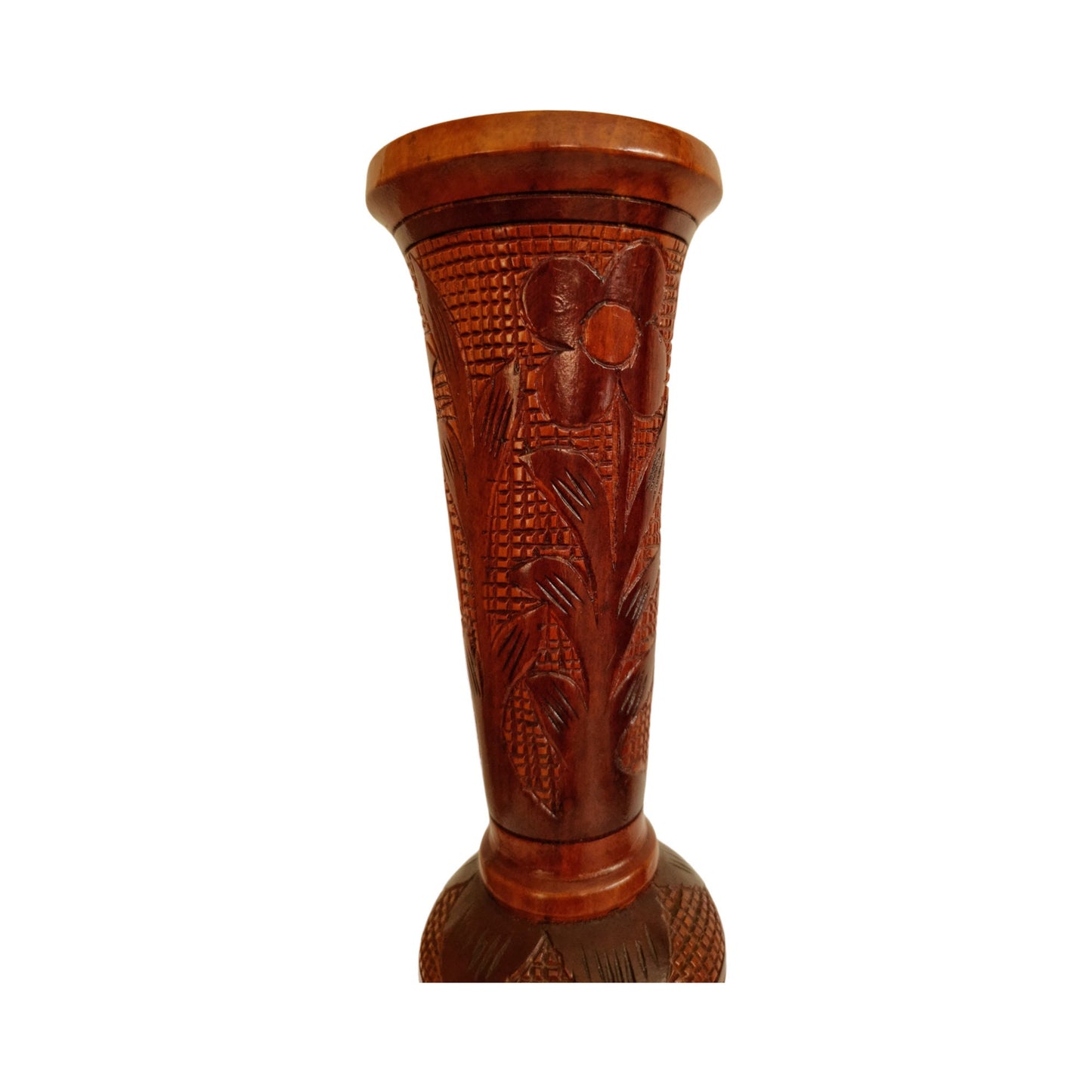 Vintage Retro Hand Carved Wooden Vase