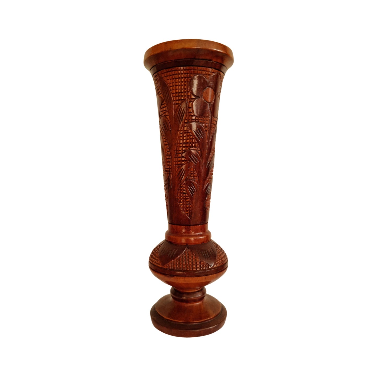 Vintage Retro Hand Carved Wooden Vase
