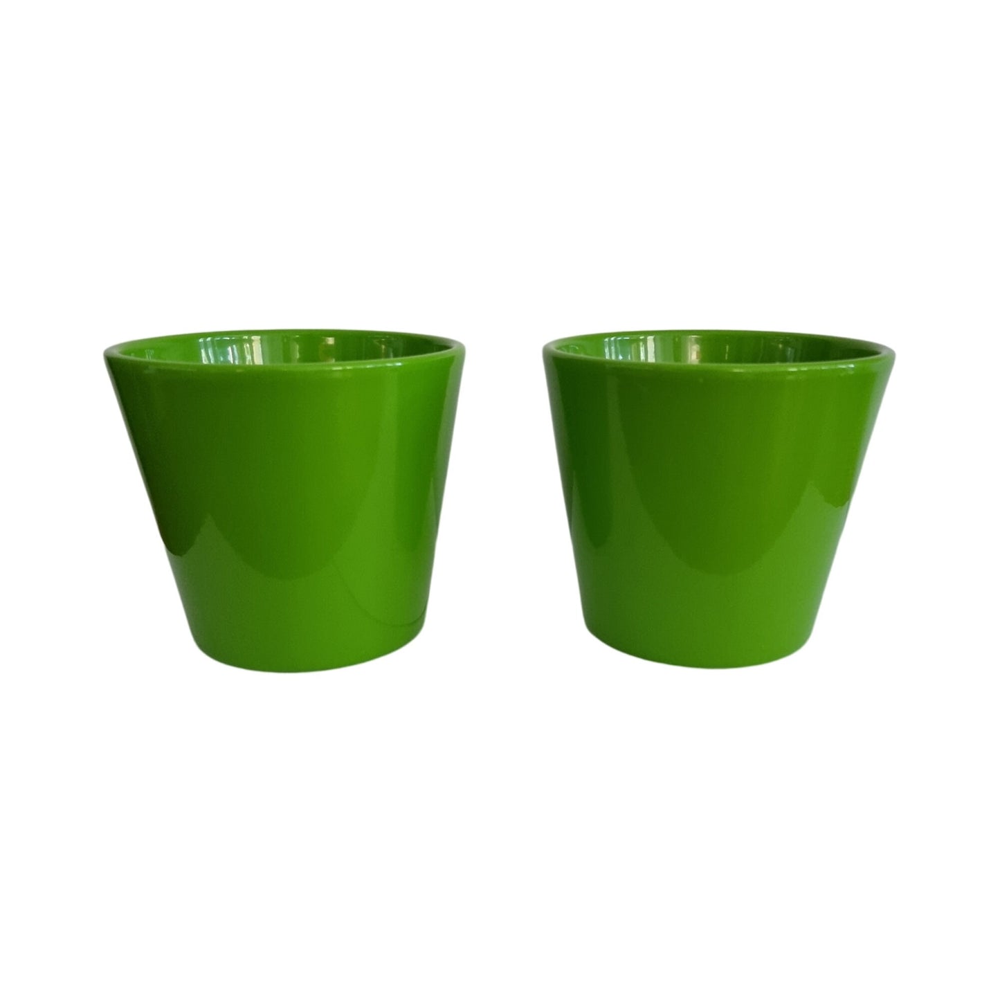 Set Of 2 Bright Green Ceramic Plant Pots