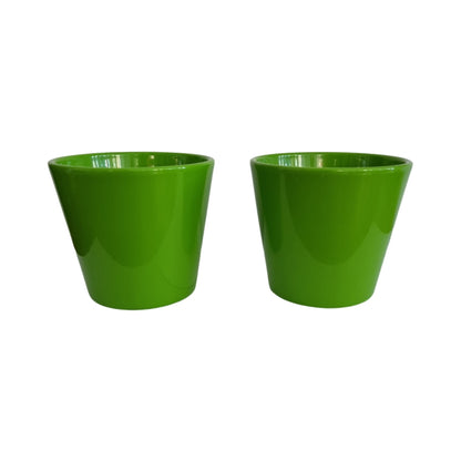 Set Of 2 Bright Green Ceramic Plant Pots