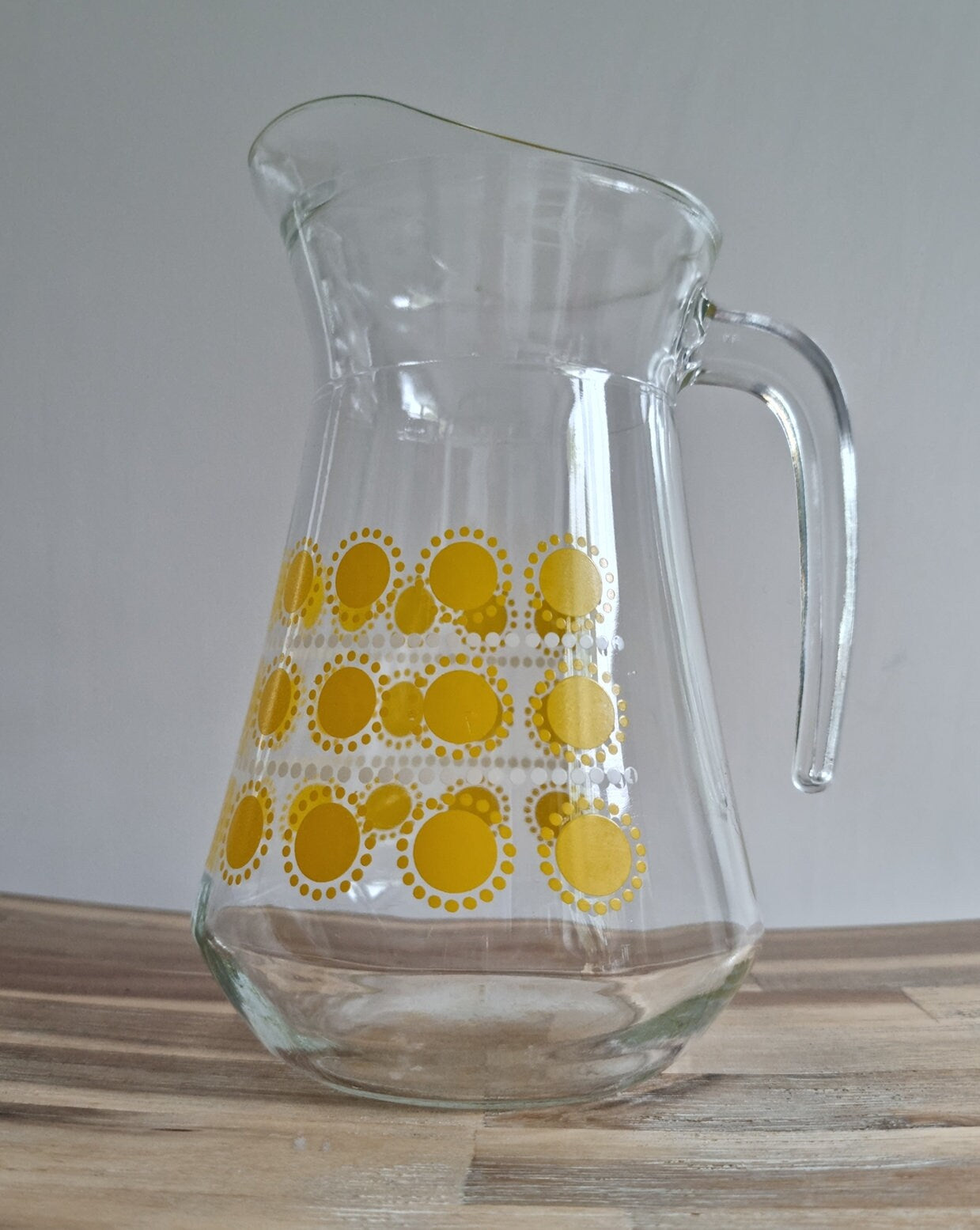 Retro 70s Arcoroc France Sunshine Design Glass Jug Pitcher