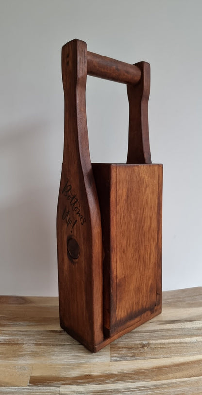Vintage Wooden Wine Bottle Holder/Carrier