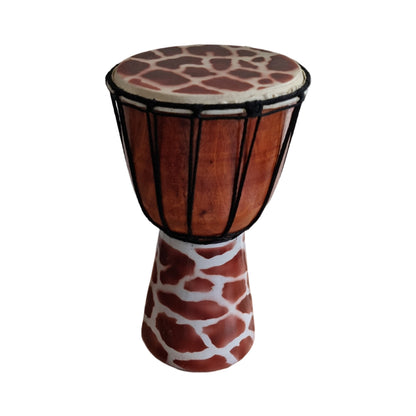 Vintage Djembe Hand Drum In Giraffe Design