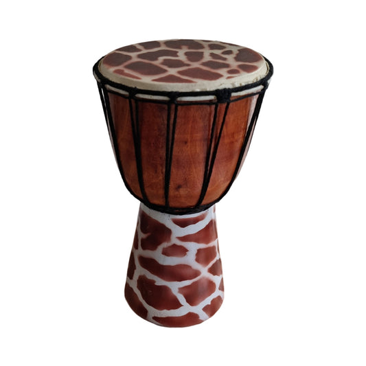 Vintage Djembe Hand Drum In Giraffe Design