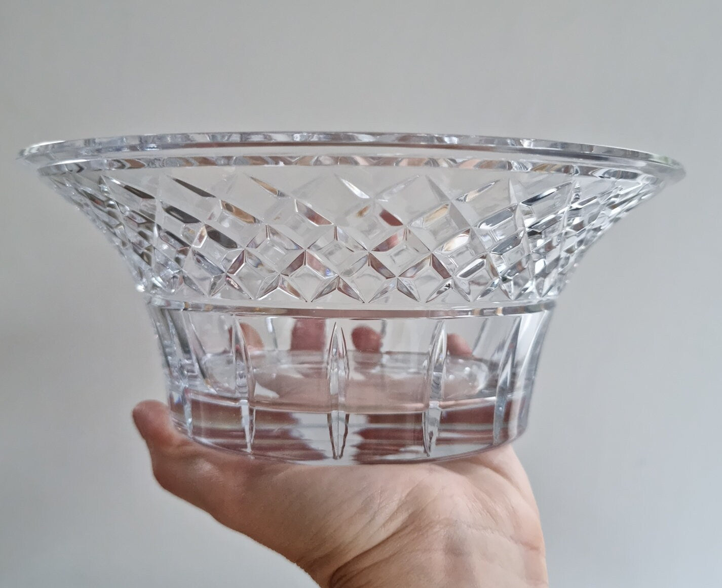 Vintage Bohemia Diamond Cut Lead Crystal Glass Bowl