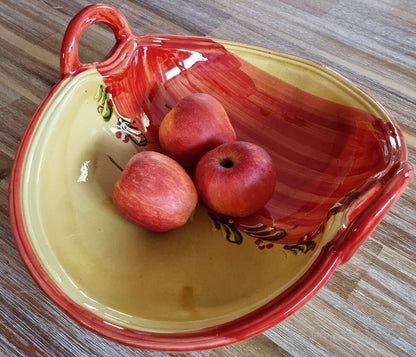 Beautiful Hand Painted Folded Ceramic Basket Bowl With Handles