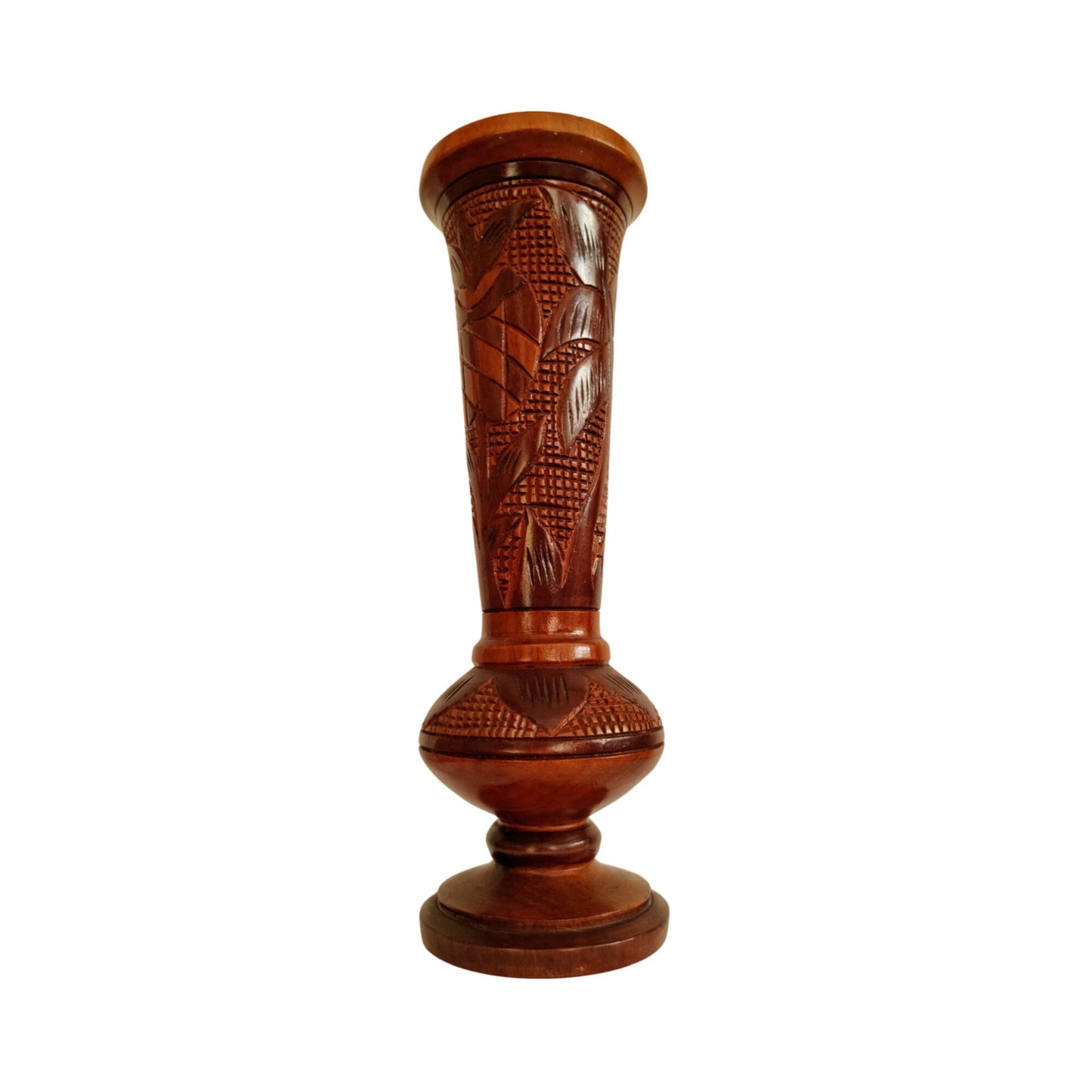 Vintage Retro Hand Carved Wooden Vase