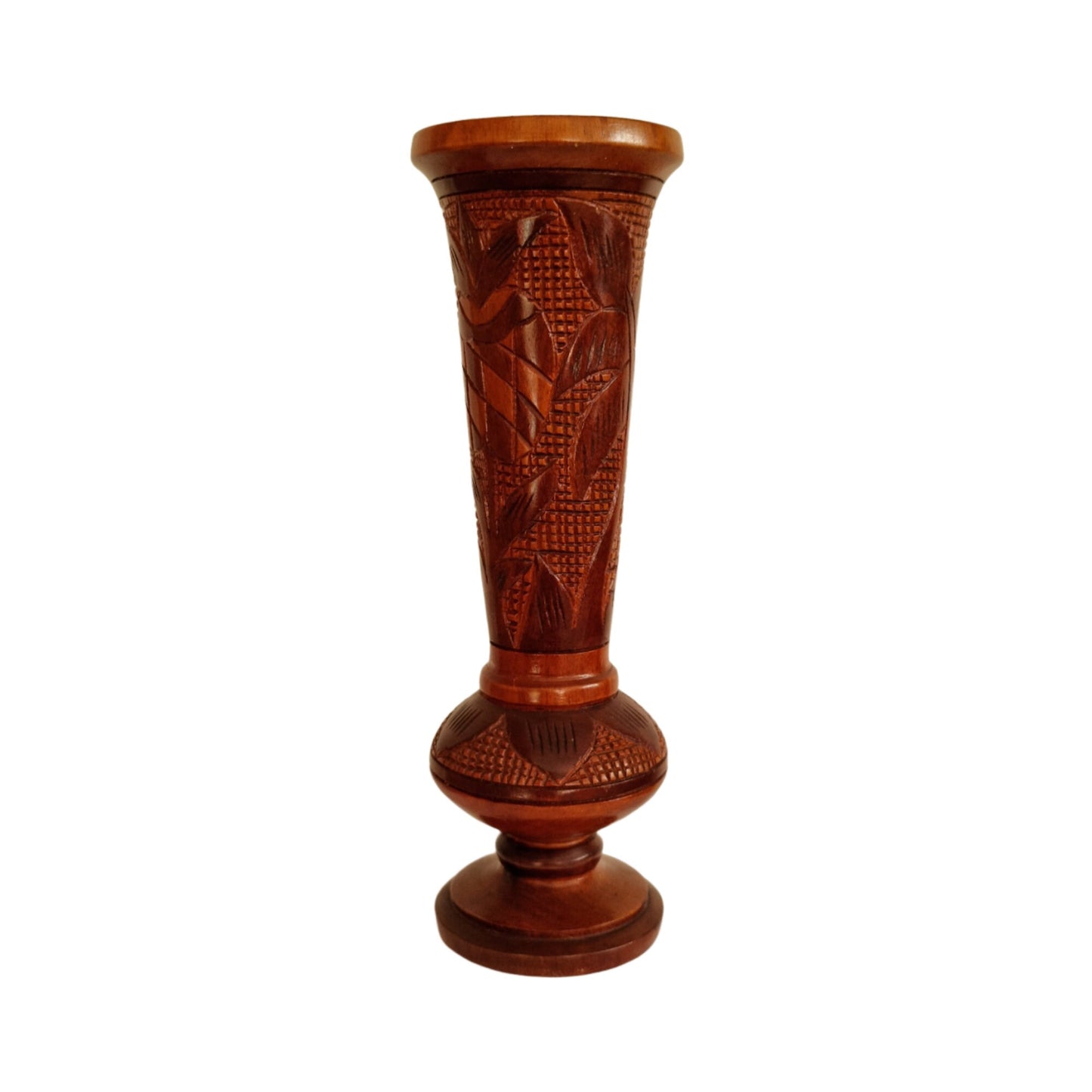 Vintage Retro Hand Carved Wooden Vase