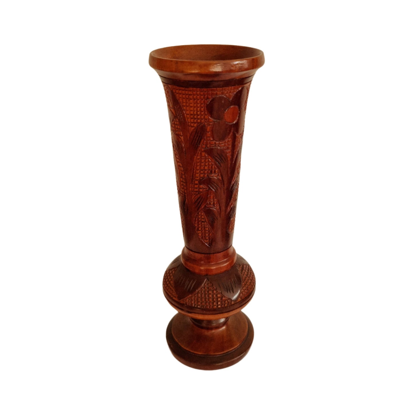 Vintage Retro Hand Carved Wooden Vase