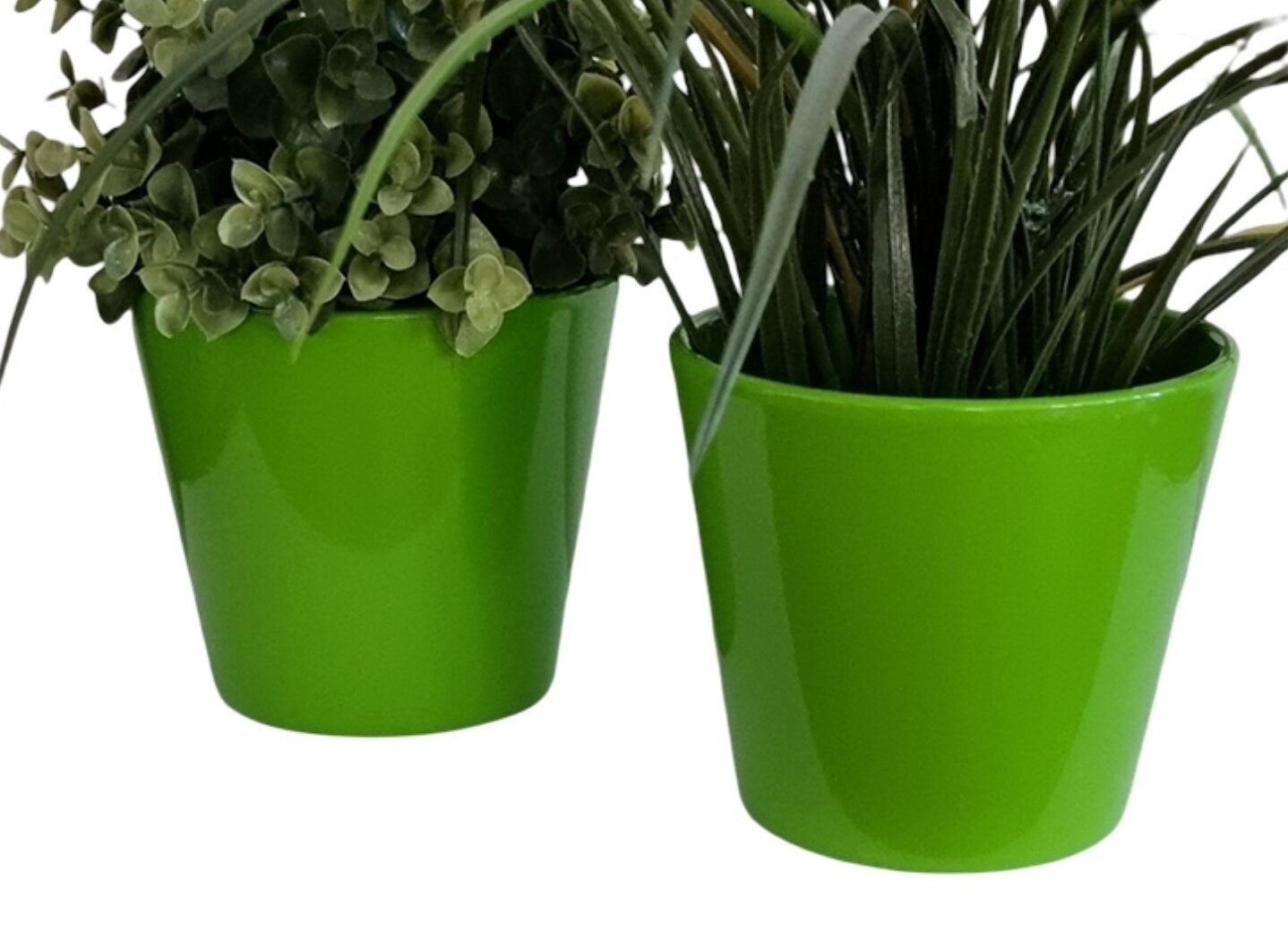 Set Of 2 Bright Green Ceramic Plant Pots