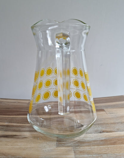 Retro 70s Arcoroc France Sunshine Design Glass Jug Pitcher