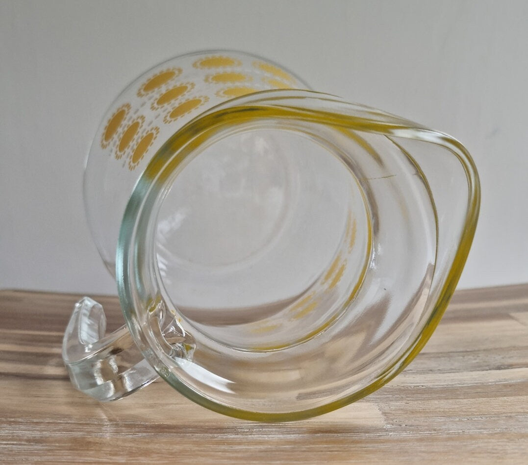 Retro 70s Arcoroc France Sunshine Design Glass Jug Pitcher