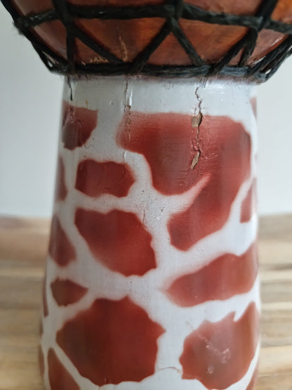 Vintage Djembe Hand Drum In Giraffe Design