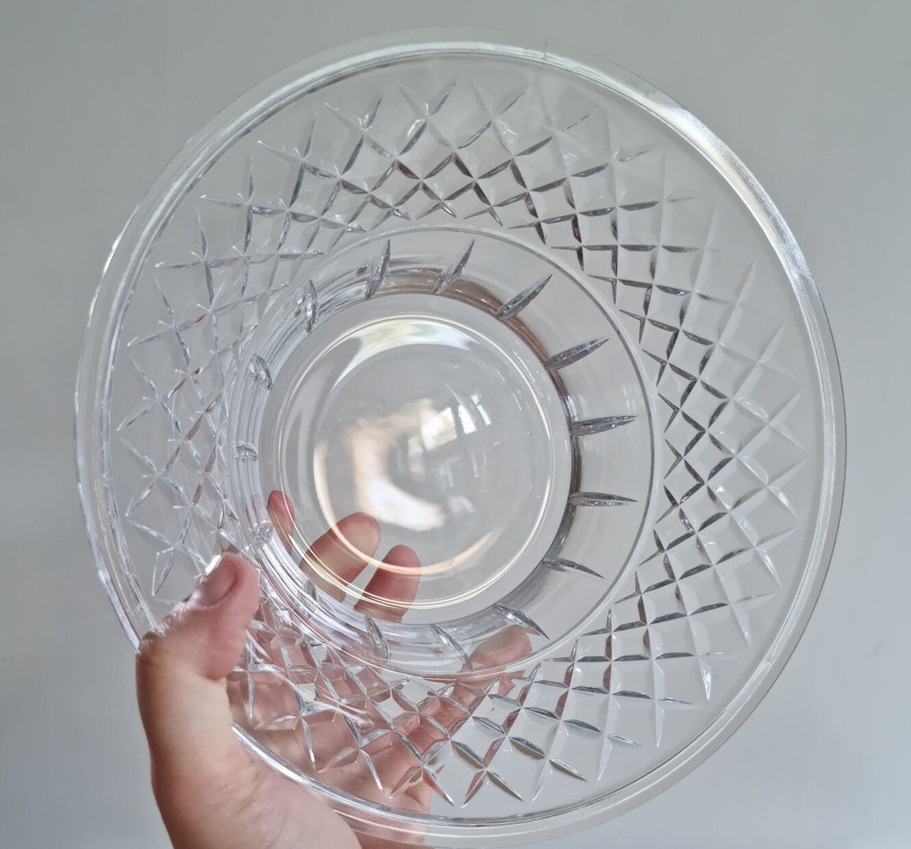Vintage Bohemia Diamond Cut Lead Crystal Glass Bowl