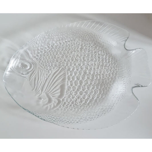 Vintage Arcoroc France Poisson Fish Shaped Glass Platter