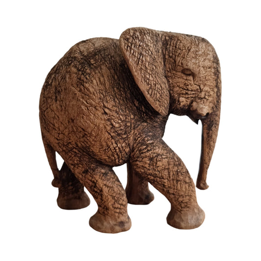 Vintage Wooden Hand Carved Elephant Ornament