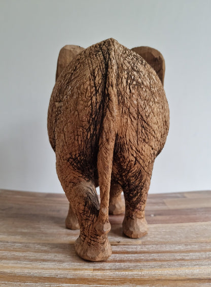 Vintage Wooden Hand Carved Elephant Ornament