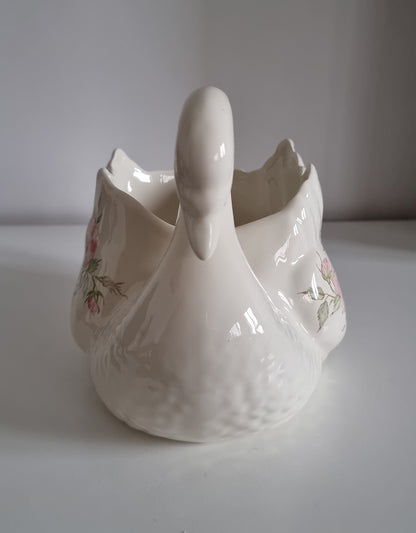 Vintage St Michael Edwardian Lady Floral Design Swan Shaped Planter