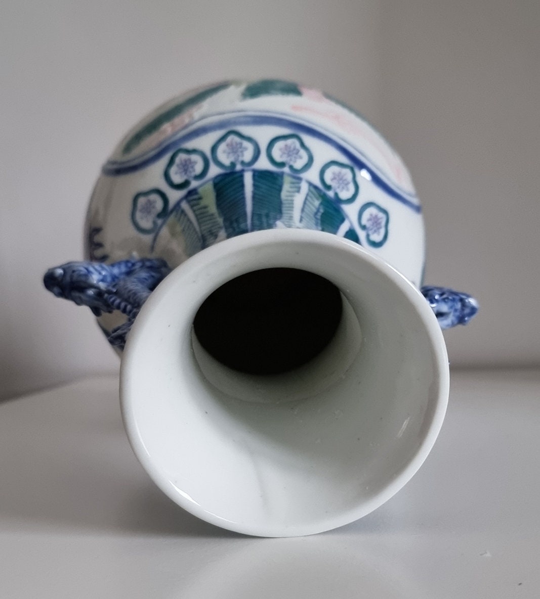 Vintage Chinese Porcelain Vase With Dragon Handles