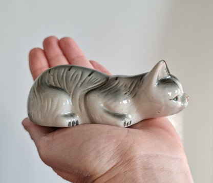 Vintage Small Cat Porcelain Figurine Ornament