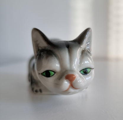 Vintage Small Cat Porcelain Figurine Ornament