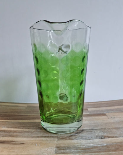 Retro Vintage Clear/Green Glass Jug In Polka Dot Design