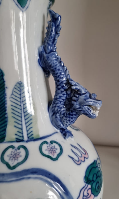 Vintage Chinese Porcelain Vase With Dragon Handles