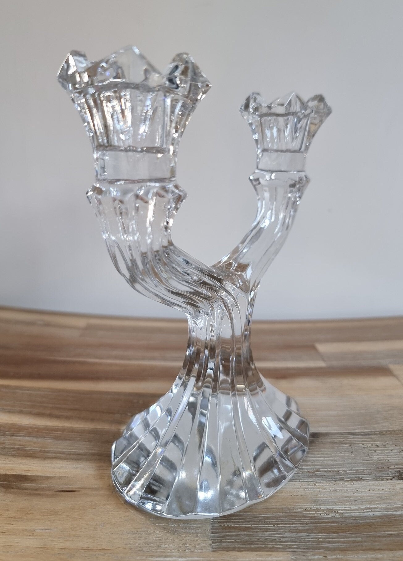 Vintage Bohemia Lead Crystal Glass Candlestick Holder