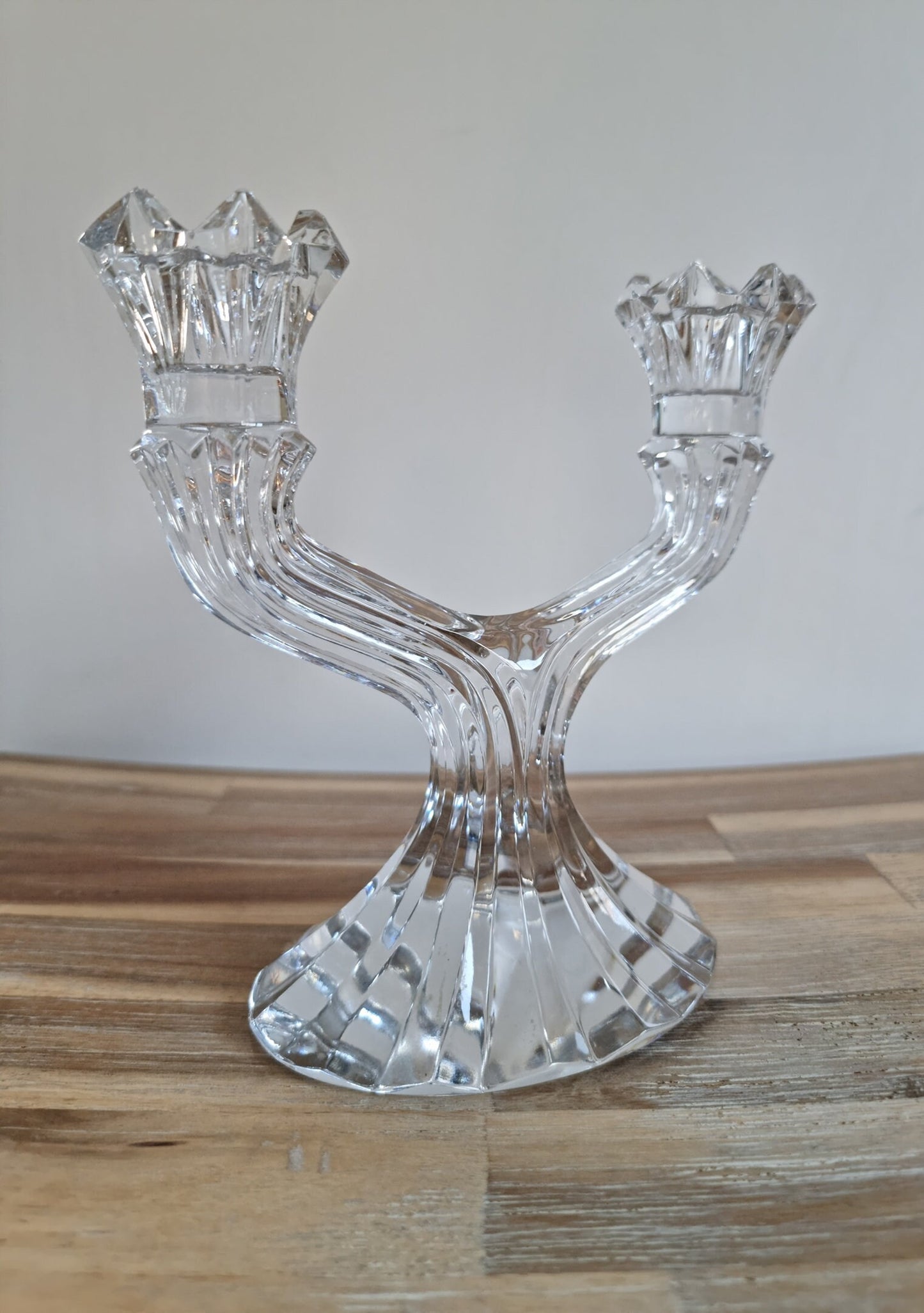 Vintage Bohemia Lead Crystal Glass Candlestick Holder