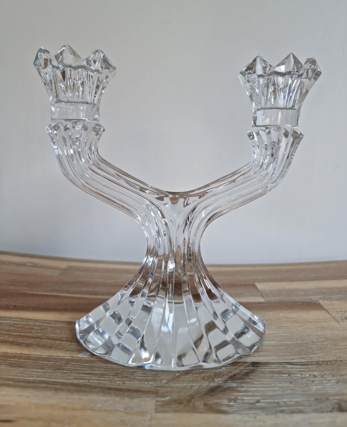 Vintage Bohemia Lead Crystal Glass Candlestick Holder