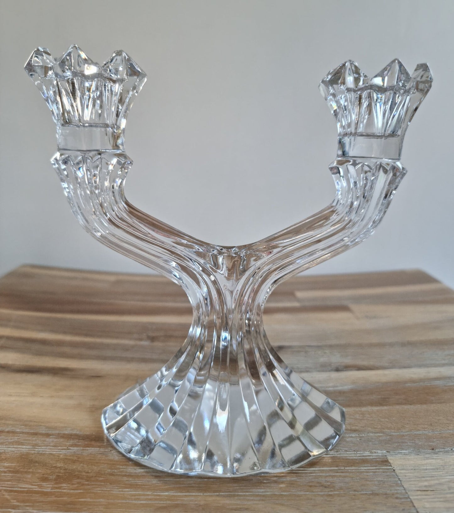 Vintage Bohemia Lead Crystal Glass Candlestick Holder