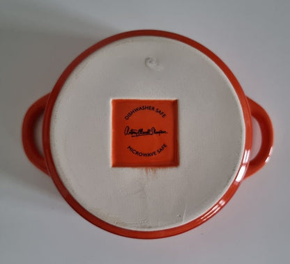 Lovely Small Orange Lidded Ceramic Casserole Dish/Pot