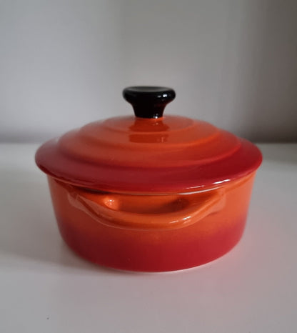 Lovely Small Orange Lidded Ceramic Casserole Dish/Pot